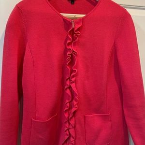 New Talbots Cotton blend Zip Cardigan in Poppy